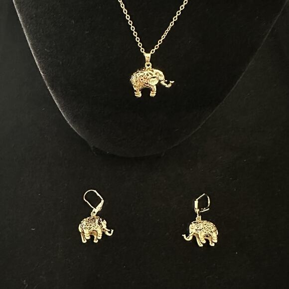 Beautiful Elephant Pendant Necklace & Earrings Set Brand New Item# 98 - Picture 1 of 10